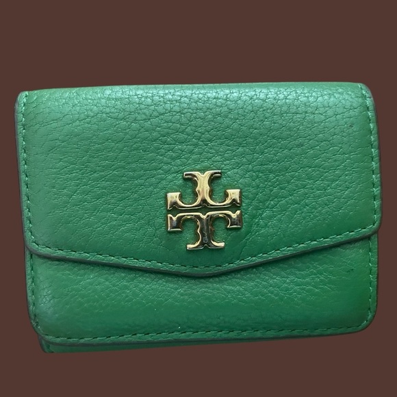 Tory Burch “Shrub Green” Pebbled Leather Flap Wallet. ‼️FREE SHIPPING! - Picture 1 of 6